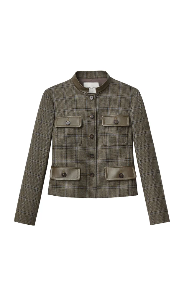 Glen Plaid Wool Cropped Jacket