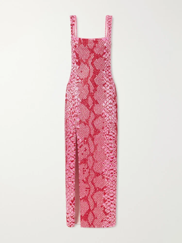 Medusa embellished stretch-tulle gown
