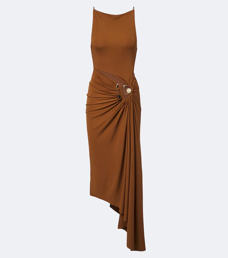 Veer Spiral Crystal draped midi dress