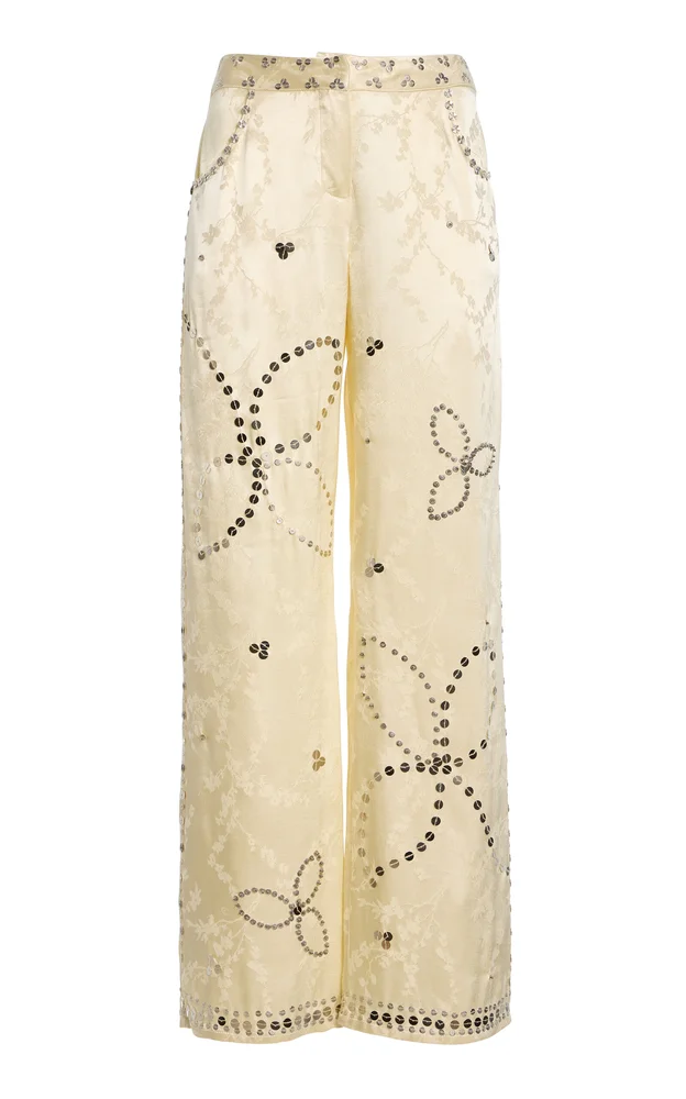 Brity Embellished Straight-Leg Pants
