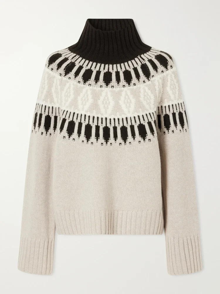 Whistler Fair Isle intarsia-knit cashmere turtleneck sweater