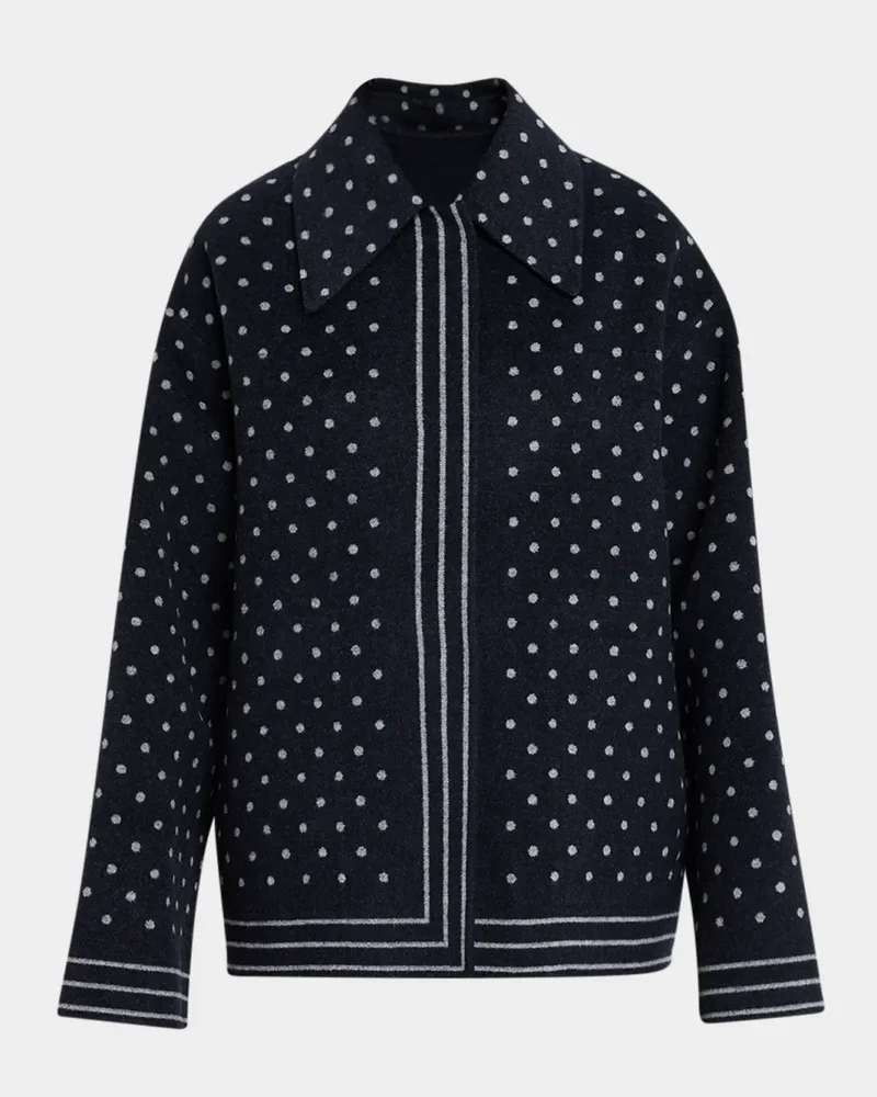 Oversized Reversible Polka Dot Wool Coat
