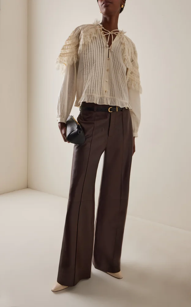 Caitlin Leather Wide-Leg Pants