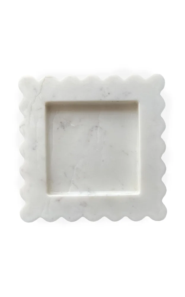 Box Scalloped Marble Square Tray