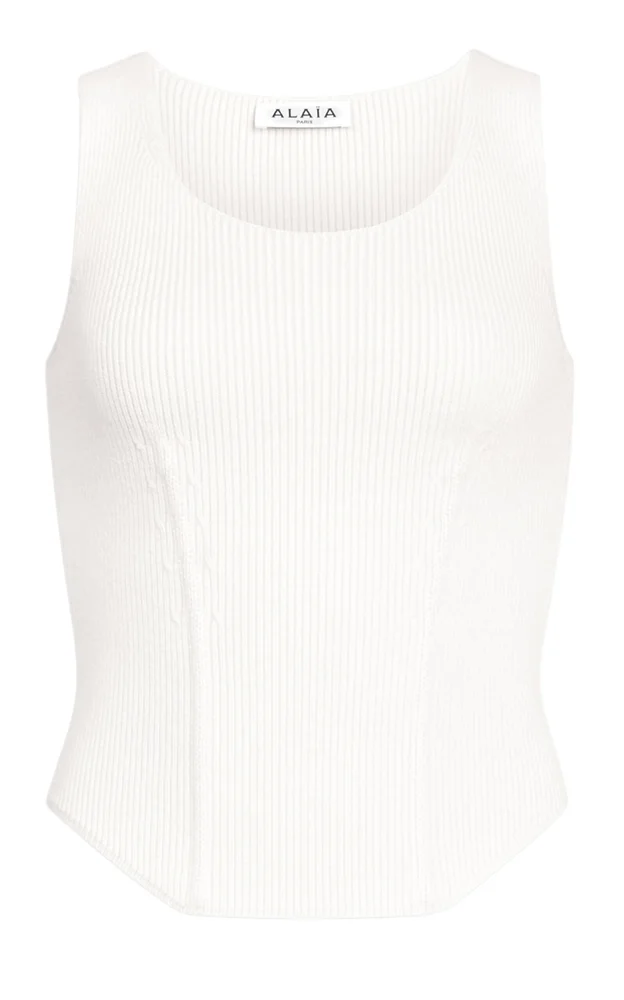 Knit Wool-Blend Corset Top