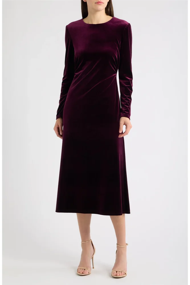 Long Sleeve Velvet Midi Dress