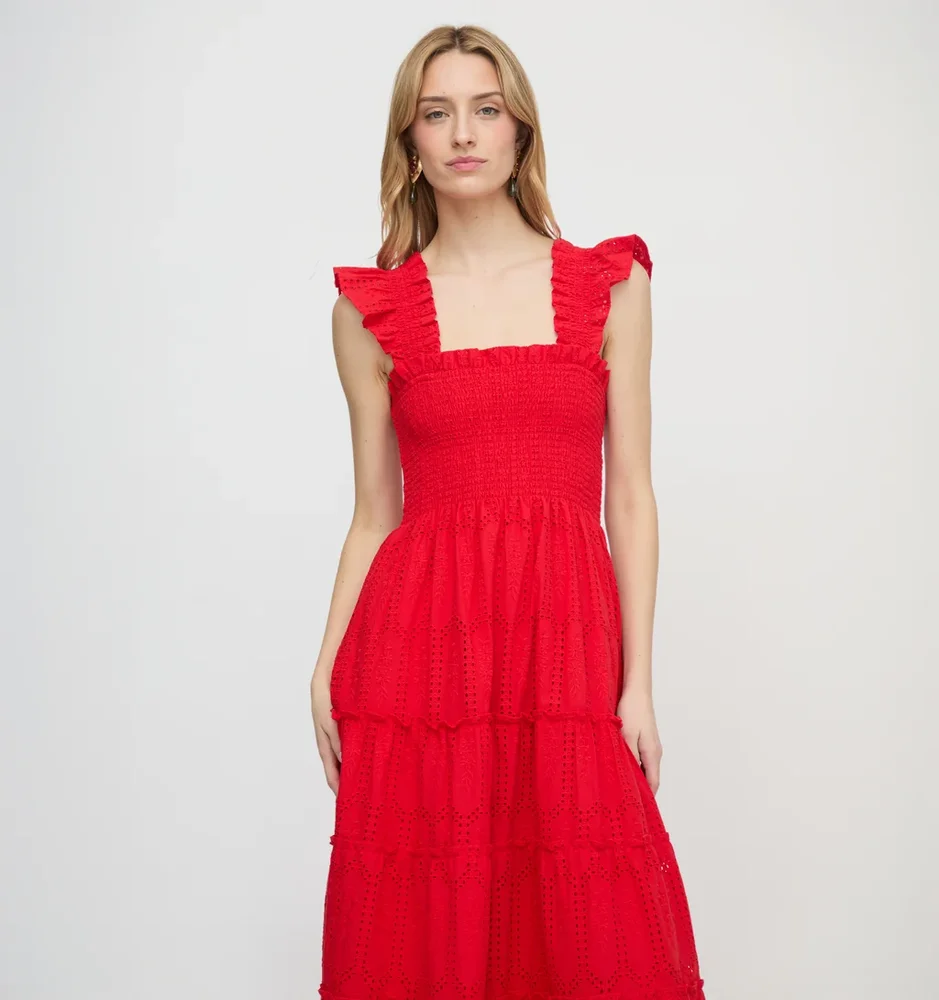 hillhousehome.com The Ellie Nap Dress - Cherry Trellis Broderie