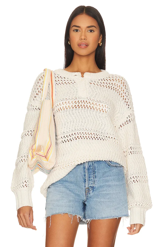 Mara Henley Open Stitch Sweater
