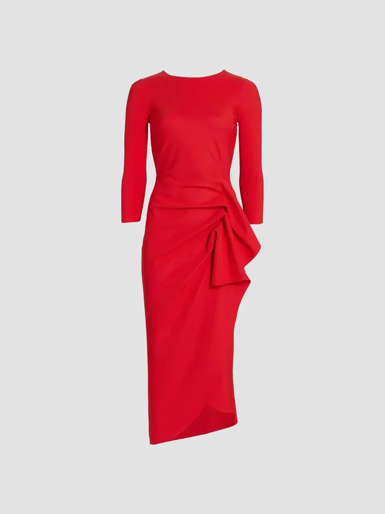 Gathered Side Midi-Dress