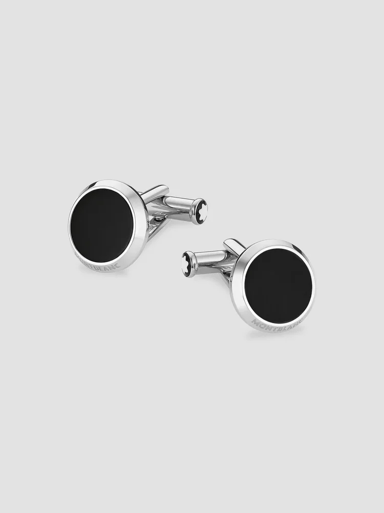 Meisterstück Stainless Steel and Black Onyx Cufflinks