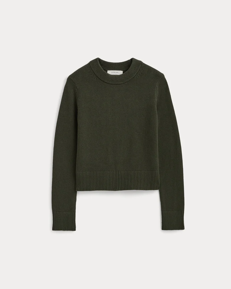 Shrunken Crew Sweater in Everyday Cotton | Dark Forest