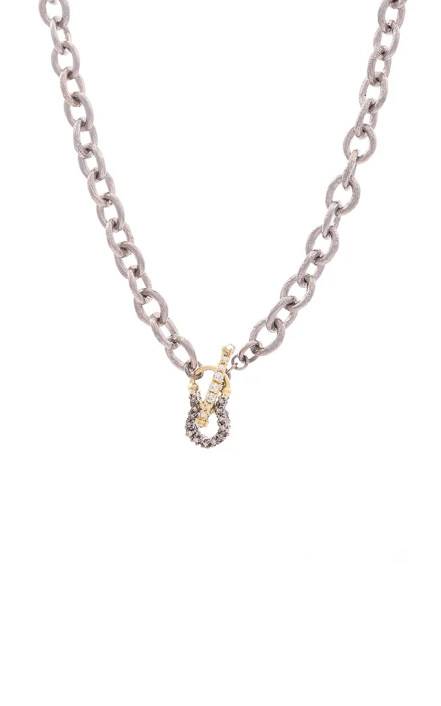 Sterling Silver 18K Yellow Diamond Necklace