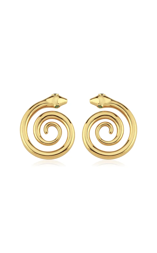 Spiral Sake Gold Tsavorite Earrings