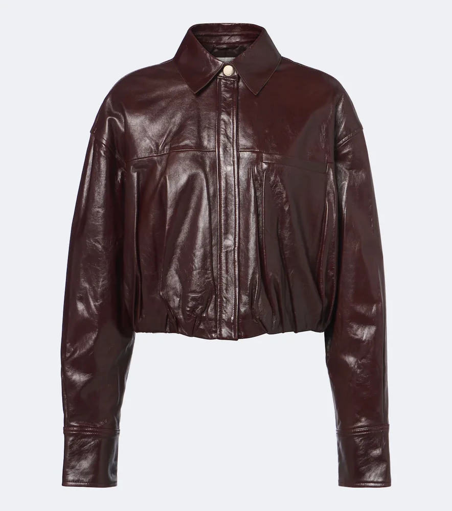 Cropped leather jacket