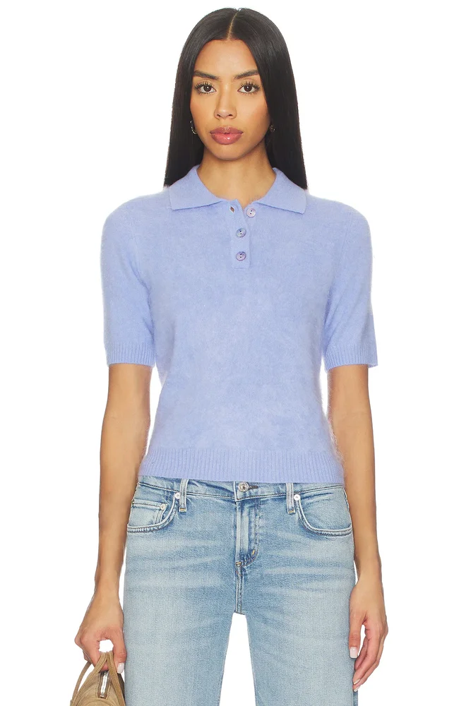 Solid Cropped Short Sleeve Polo
