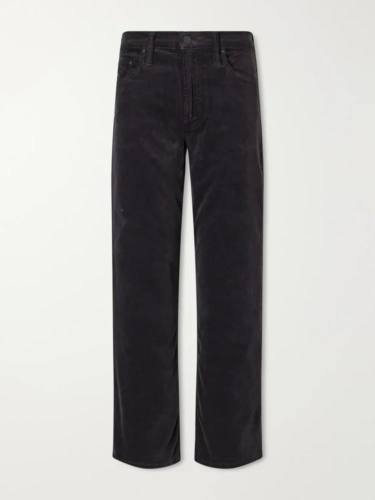 the newbie ankle cotton blend corduroy mid waist straight leg pants