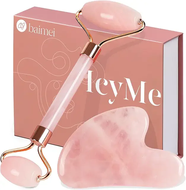 IcyMe Jade Roller & Gua Sha, Face Roller Redness Reducing Skin Care Tools, Self