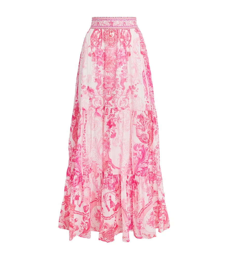 Embellished Printed Maxi Skirt