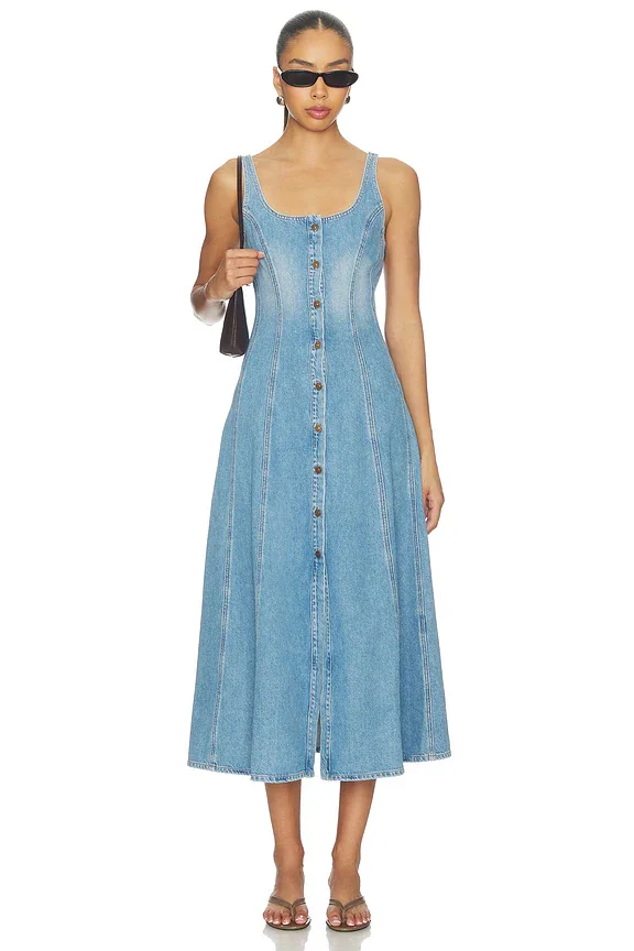 Noa Seamed Dress in Lapis