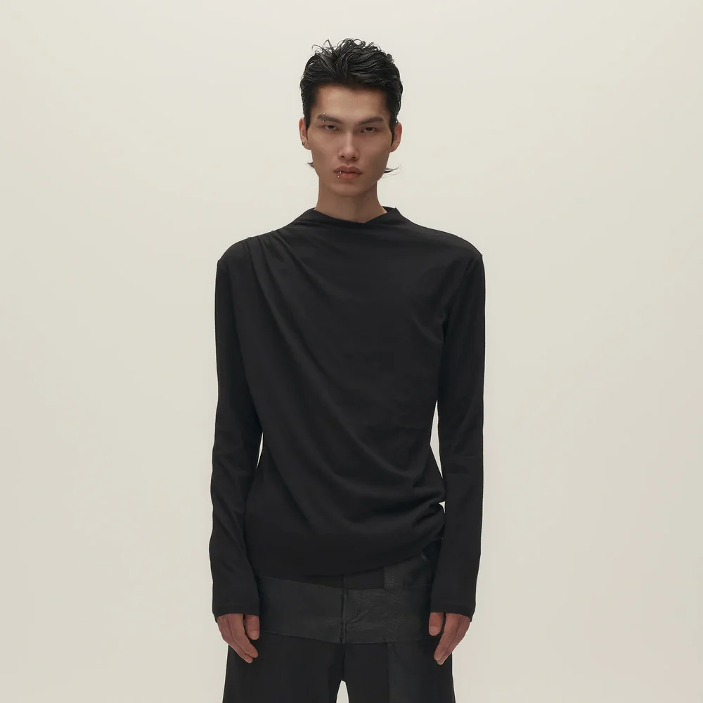 SAVAGEGROWTHWORLD Asymmetrical Drape Long-Sleeve Tee