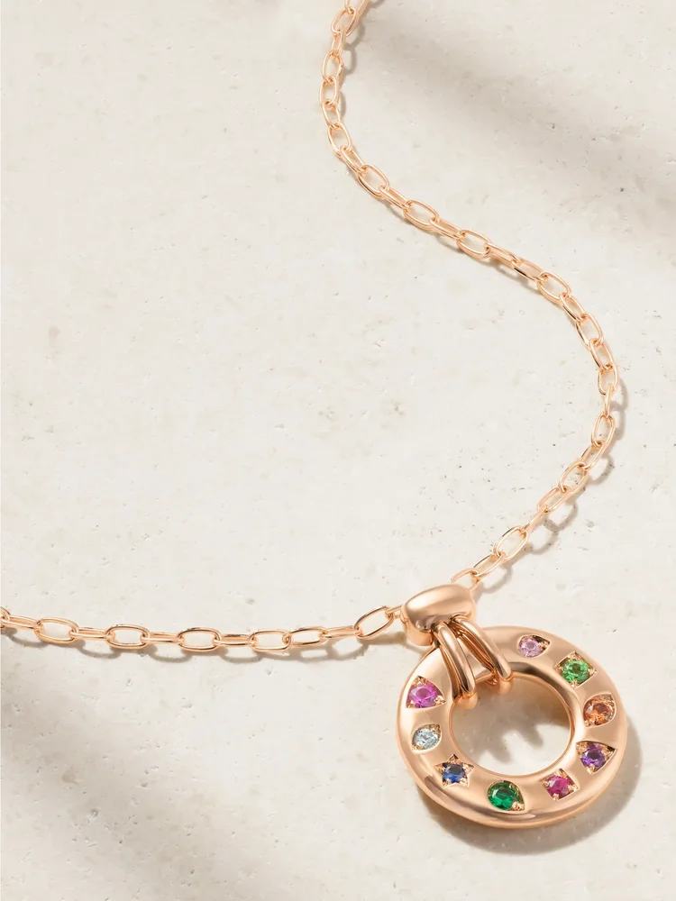 Iconica Reversible 18-karat rose gold multi-stone necklace