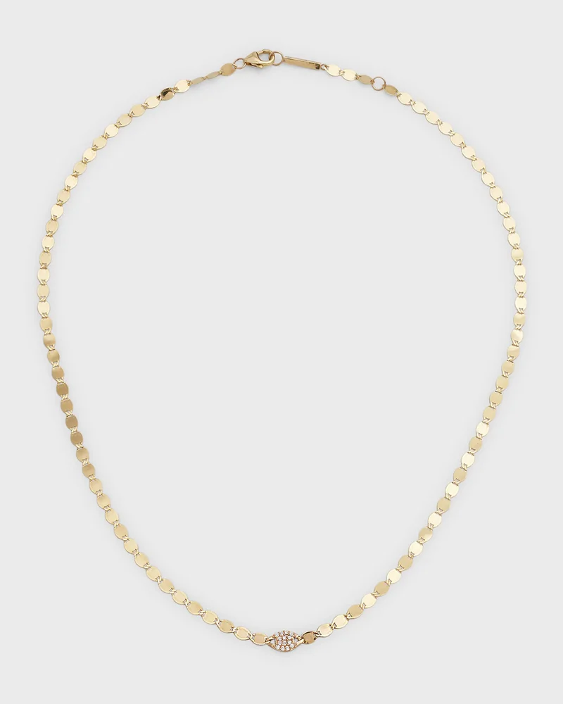 14K Gold Diamond Disc Necklace