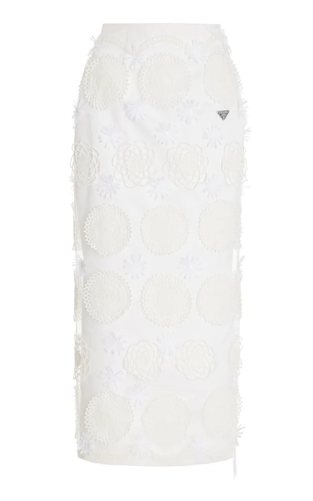 Duchesse Embroidered Silk Midi Skirt