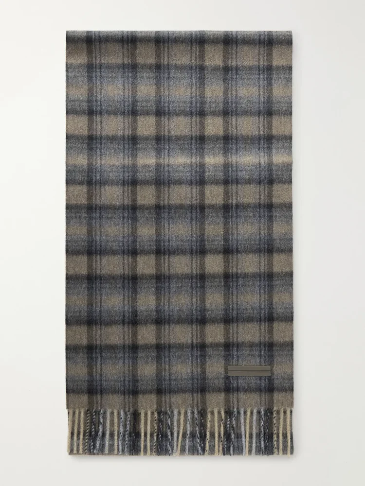 Checked Brushed Cashmere Scarf