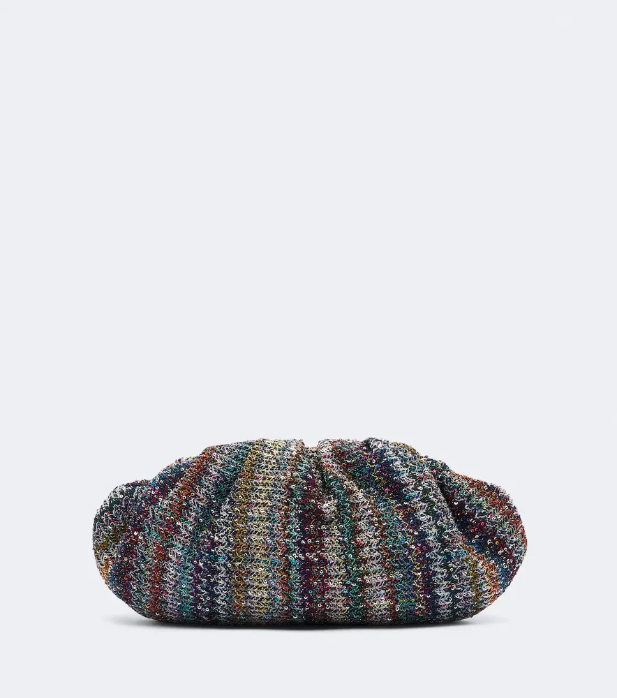 Sequined knitted clutch