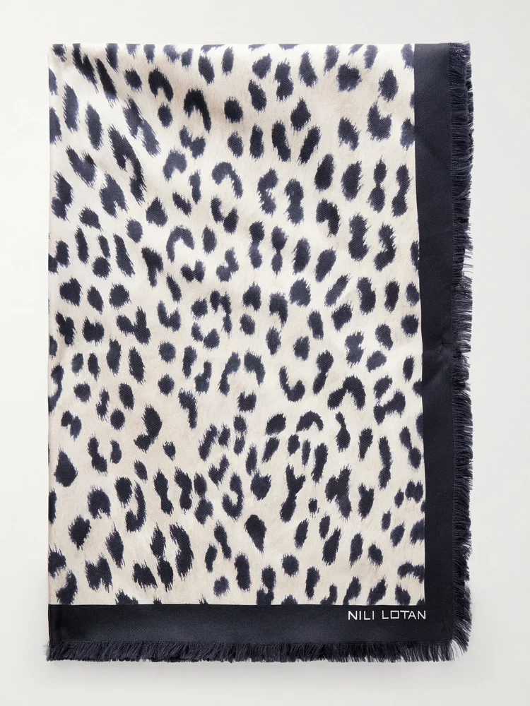 Savanna leopard-print silk scarf