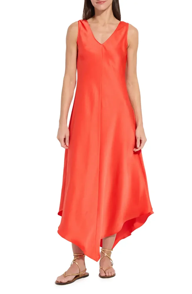 Sakura Satin Handkerchief Maxi Dress