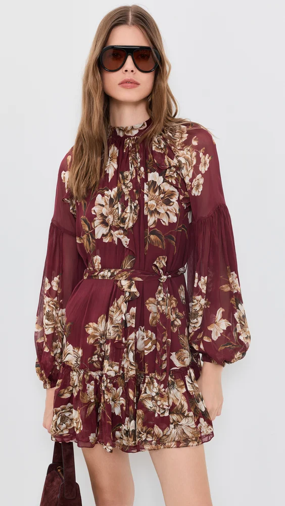 Ruffled Mini Dress with Self Tie Up
