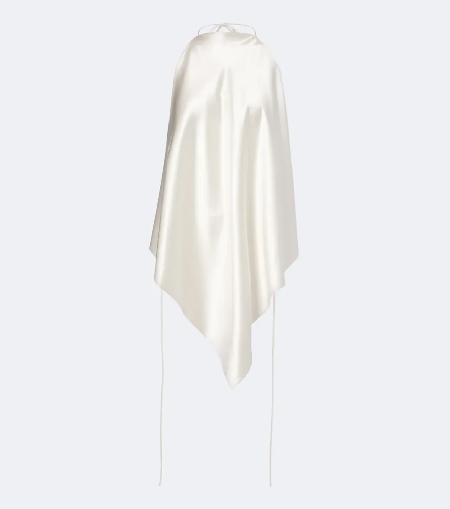 Open-back silk-blend satin scarf top