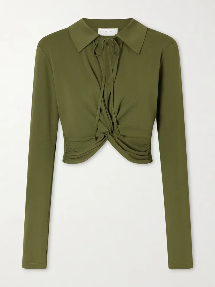 Gathered knotted cropped top