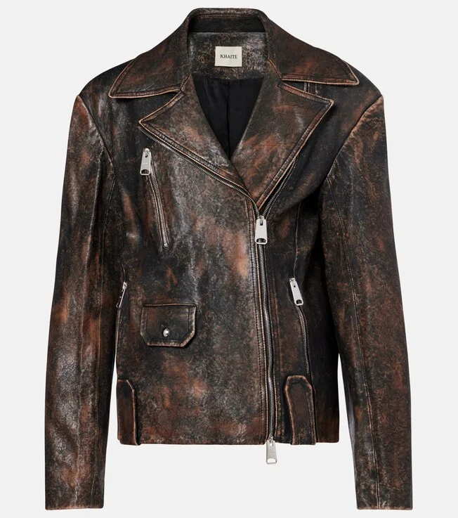 Catalina distressed leather biker jacket