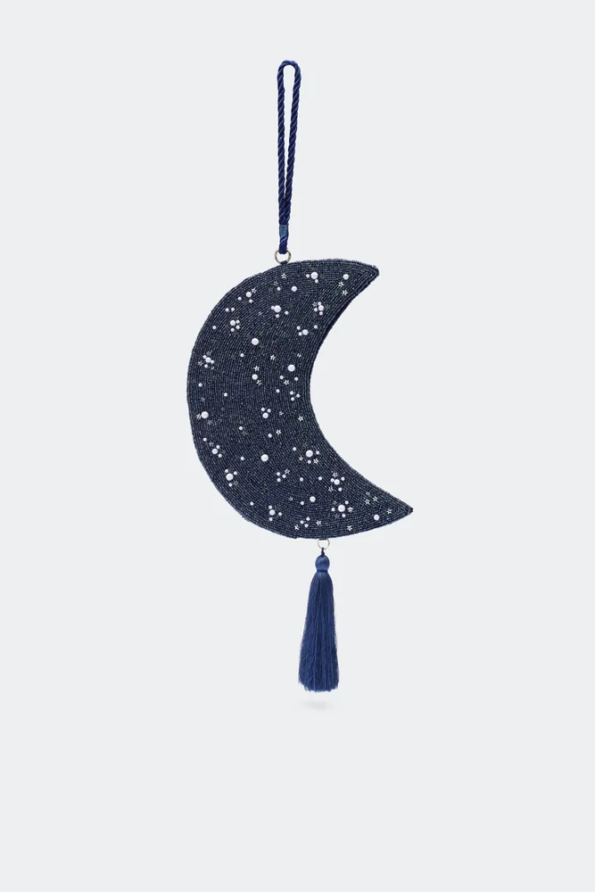 Beaded Crescent Wristlet In Navy