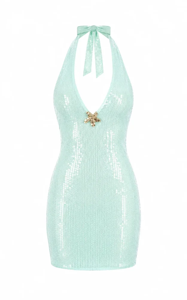 Mint Condition Sequin Halter Mini Dress