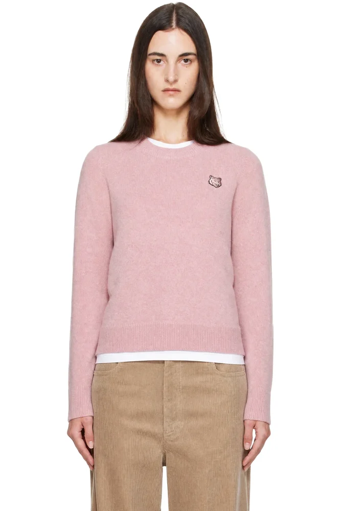 Pink Fox Head Lambswool Comfort Sweater