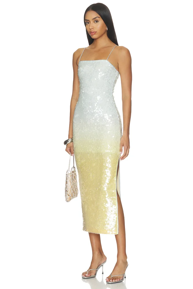 Delora Sequin Strapless Midi Dress