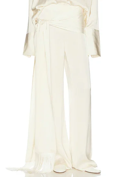 Satin Pants With Tie And Fringe