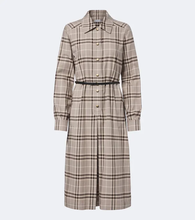 Burberry Check belted cotton shirt dress