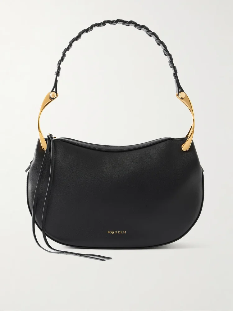 Wishbone braided leather shoulder bag
