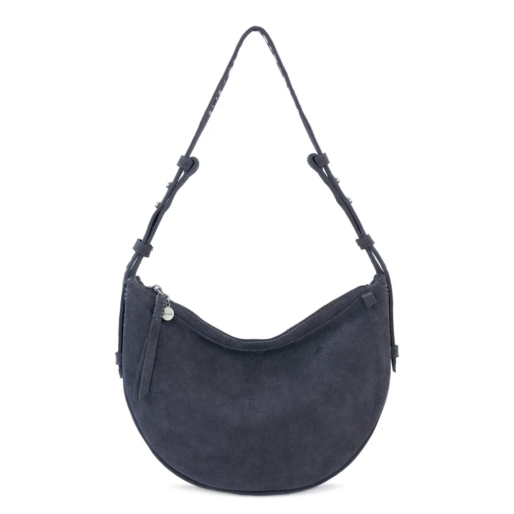 Tess Shoulder Bag, Leather, Storm Grey Suede Belt