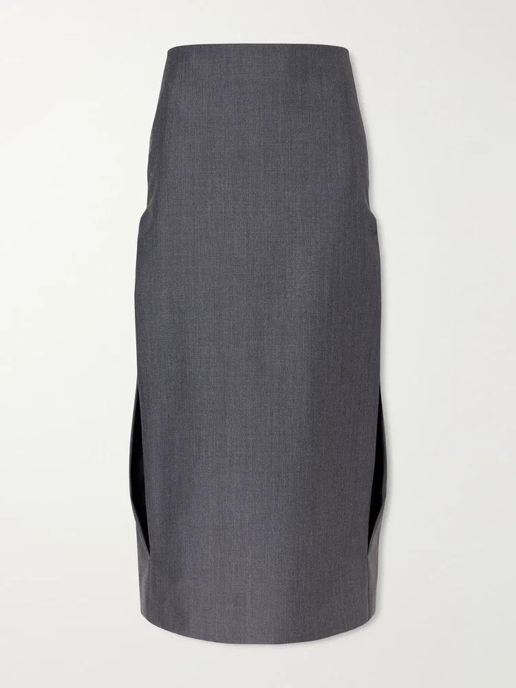 Wool and mohair-blend midi skirt