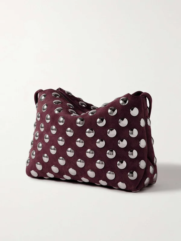 KHAITE Lina medium studded suede shoulder bag