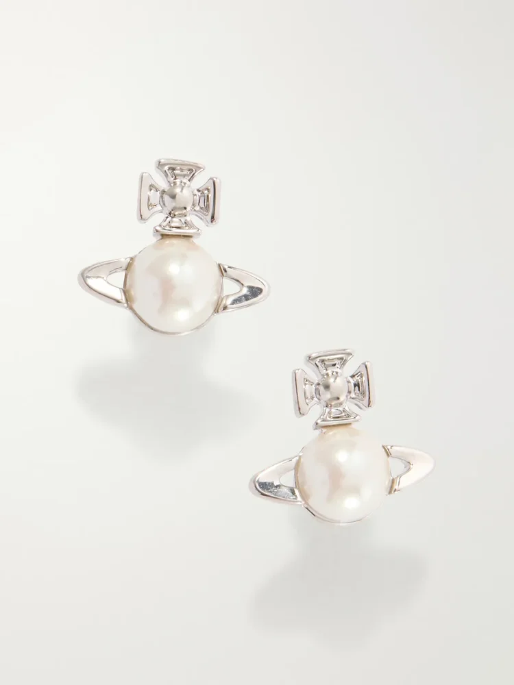 Balbina silver-tone and bead earrings