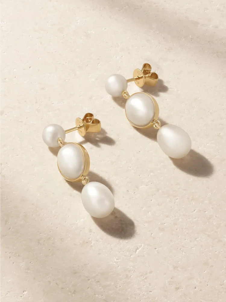 Lucia 14-karat recycled gold pearl earrings