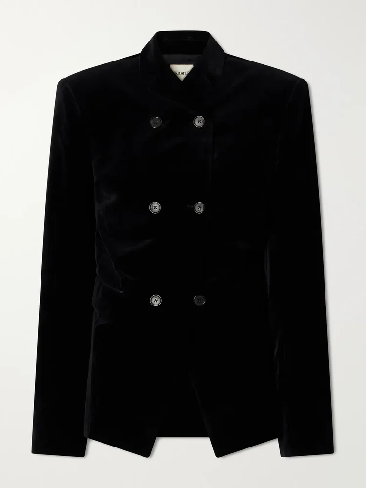 Rolo velvet cotton-blend double-breasted blazer