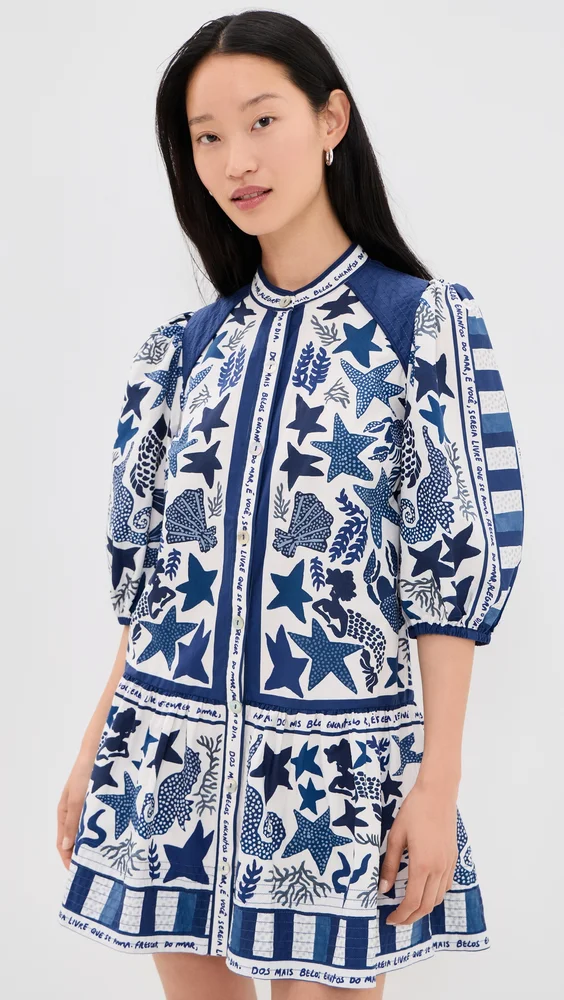 Blue Patterned Mini Dress