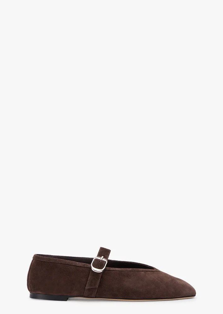 Bobbi Mary Jane Flat in Espresso Suede